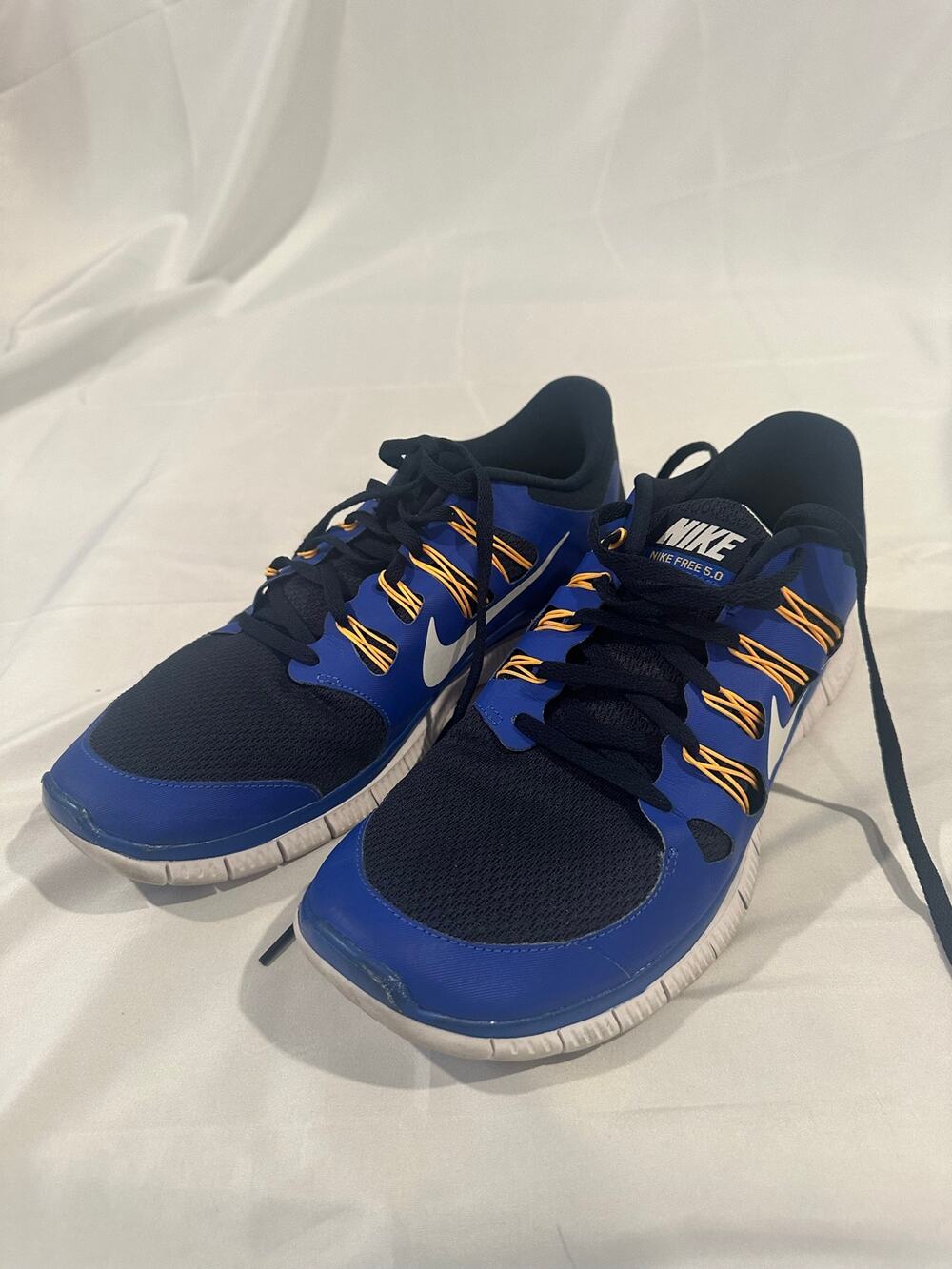 Nike Free 5.0 Men's Size 11.5 Blue Gold Running Sneakers 579959-448 Excellent